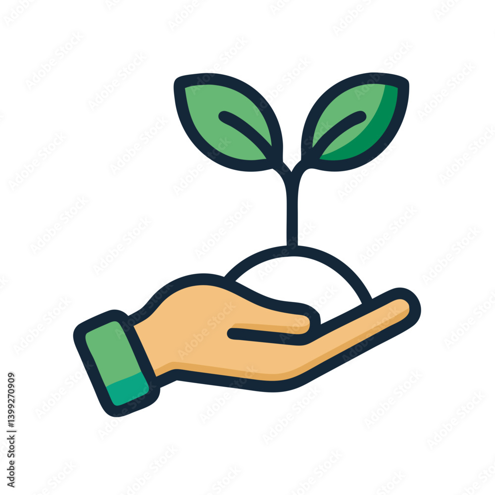 Hand Holding Small Plant Sprout Icon Design Hand Holding Small Plant Sprout Icon Design