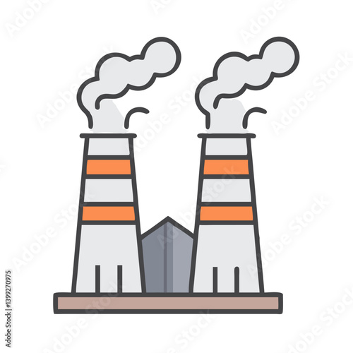 Industrial Chimneys Emitting Smoke Icon Design