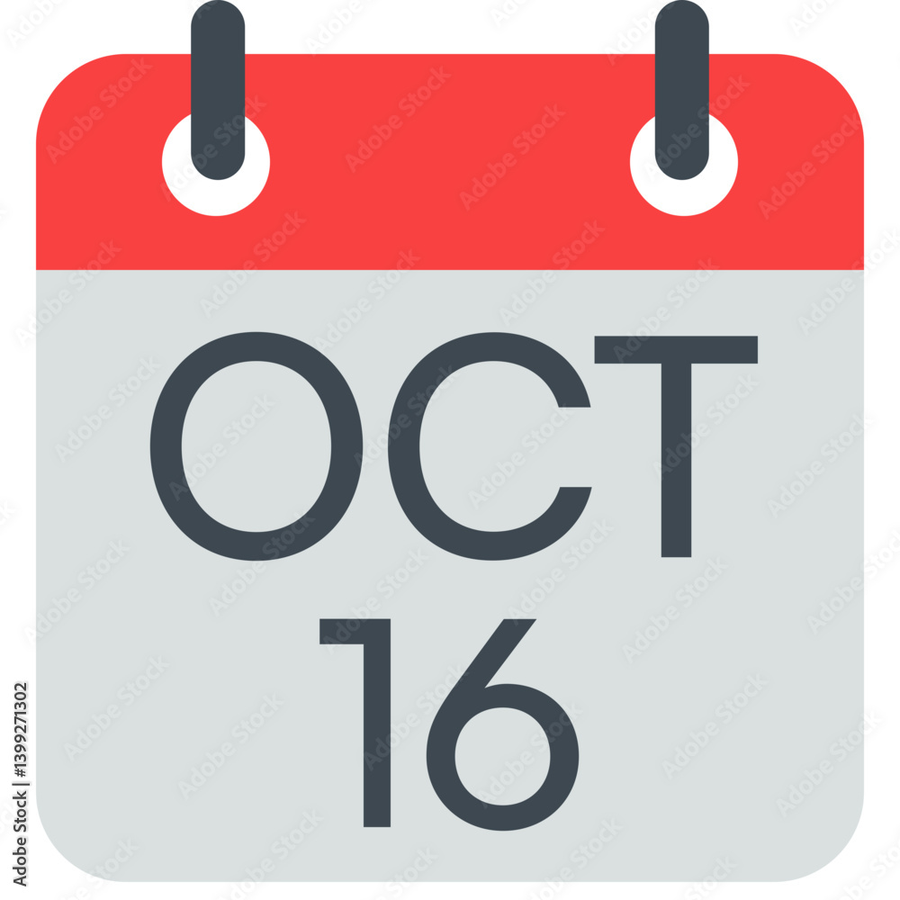 16 October Calendar Icon, Isolated Vector Calendar Icon. 16 October Calendar Icon, Isolated Vector Calendar Icon.