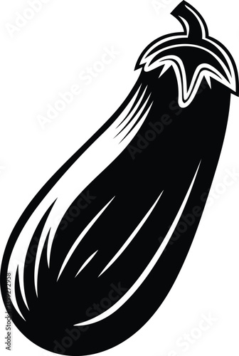 Eggplant silhouette vector art, eggplant line art isolated vector icon design