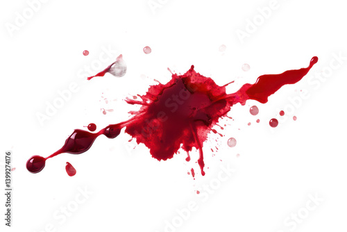 Stock photo of red blood splatter isolated on black background for graphic design use