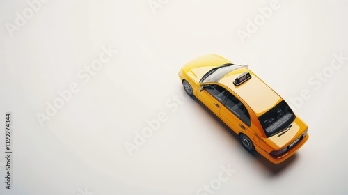 A top-down view of a yellow taxi model on a plain background.