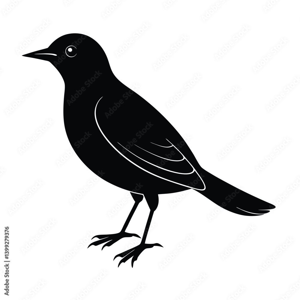 Obraz premium Manakin Silhouette Vector Art Design and Black and White Manakin Bird Vector Illustration
