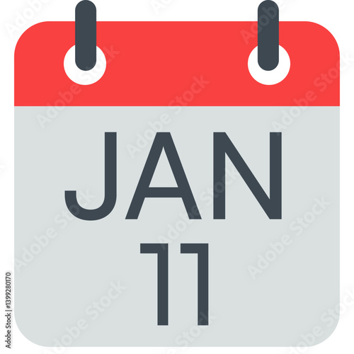 11 January Calendar Icon, Isolated Vector Calendar Icon.