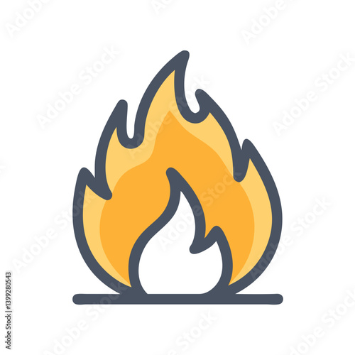 Flame Symbol Representing Combustion Energy Icon Design