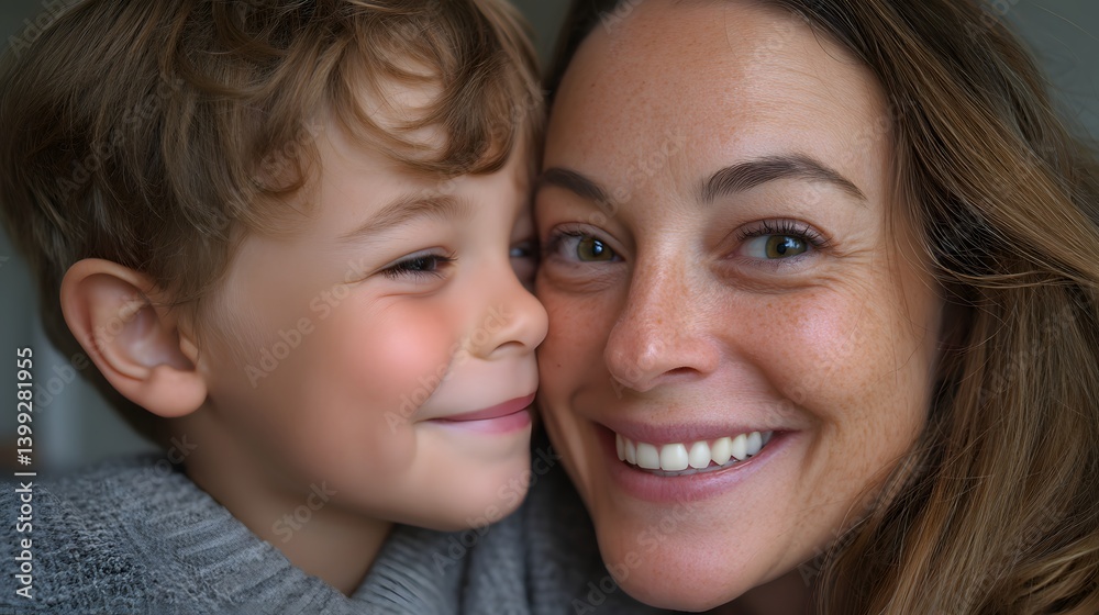Mother’s Day: A heartwarming moment captures a mother and her young son, their faces close, sharing an intimate and affectionate connection, both smiling. Mother’s Day: A heartwarming moment captures a mother and her young son, their faces close, sharing an intimate and affectionate connection, both smiling.