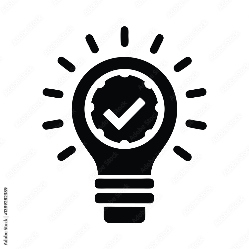 Lightbulb Checkmark Time Icon Idea Symbol Solution Black and White Transparent Lightbulb Checkmark Time Icon Idea Symbol Solution Black and White Transparent