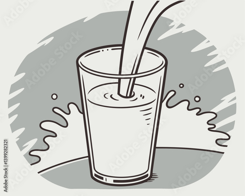 Fresh White Liquid Being Poured into a Clear Drinking Glass.