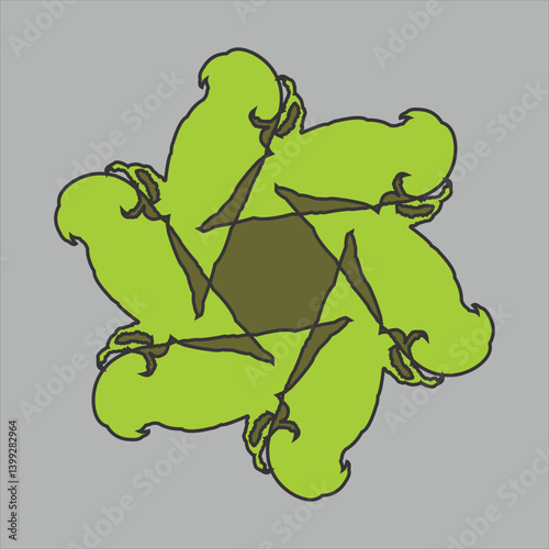 Abstract and fauna ceramic motif design with colorful colors on a gray background