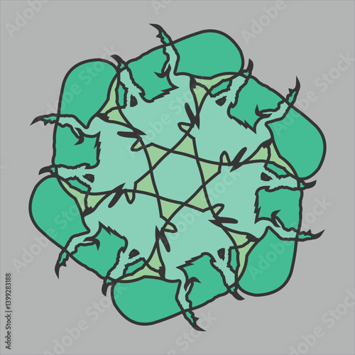 Abstract and fauna ceramic motif design with colorful colors on a gray background