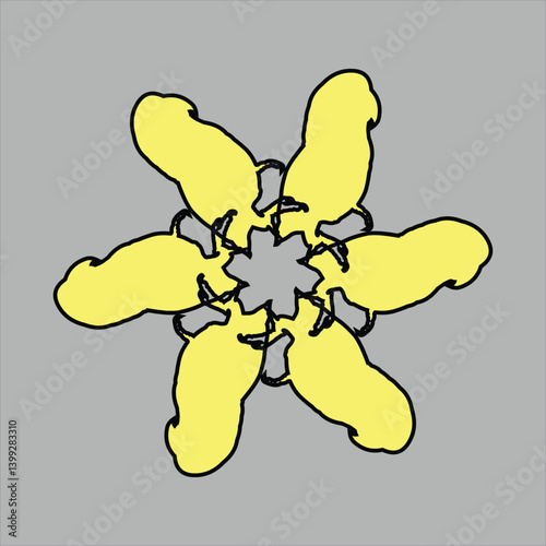 Abstract and fauna ceramic motif design with colorful colors on a gray background