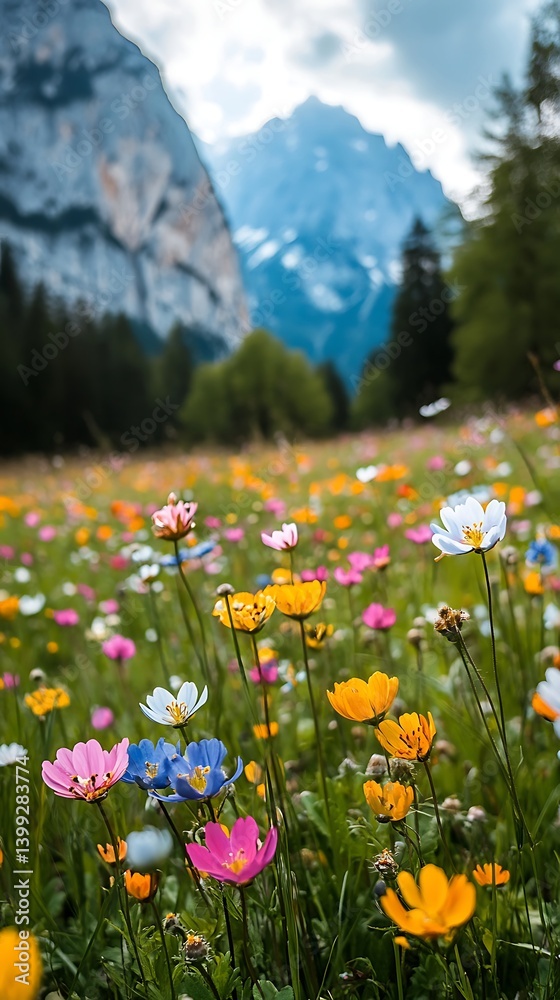 Obraz premium Colorful Meadow Mountain View