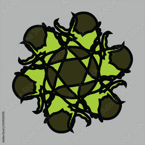 Abstract and fauna ceramic motif design with colorful colors on a gray background