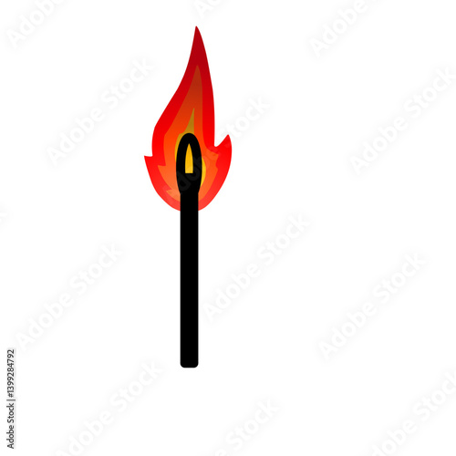 Vibrant flame illustration with bright colors and dynamic shape, symbolizing passion and energy