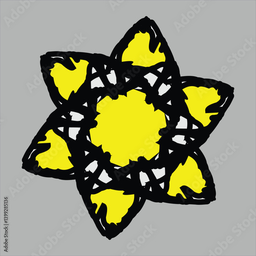 Abstract and fauna ceramic motif design with colorful colors on a gray background