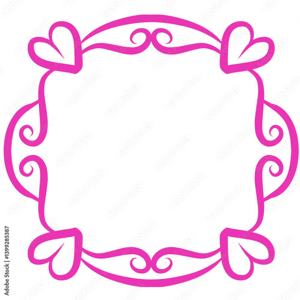 Decorative pink frame design with swirling patterns, suitable for invitations or announcements Decorative pink frame design with swirling patterns, suitable for invitations or announcements