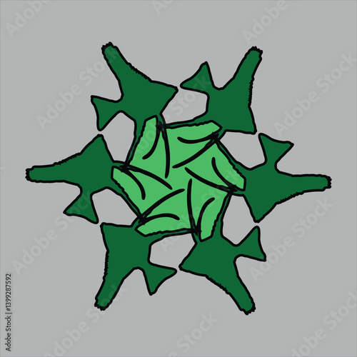 Abstract and fauna ceramic motif design with colorful colors on a gray background