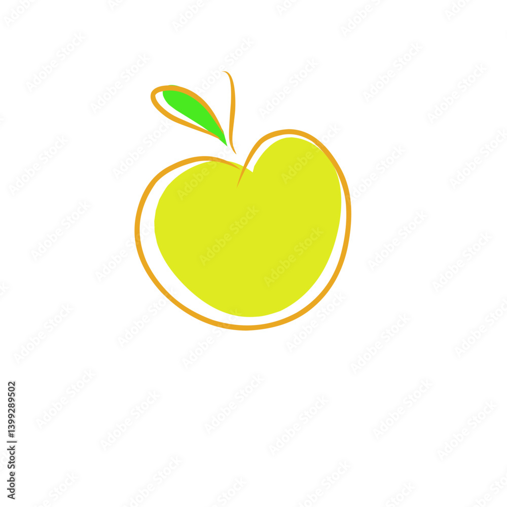 Bright and cheerful cartoon apple with vibrant colors, showcasing freshness and vitality Bright and cheerful cartoon apple with vibrant colors, showcasing freshness and vitality