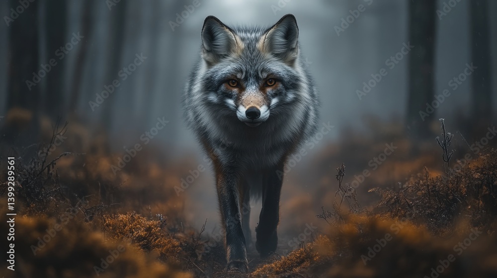 Obraz premium Majestic Fox in Misty Forest