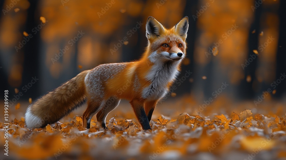 Fototapeta premium Majestic Red Fox in Autumnal Forest