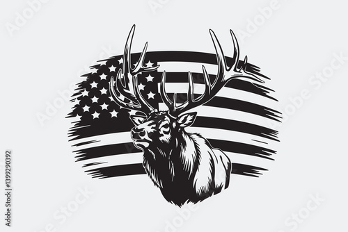 elk antler deer illustration vector