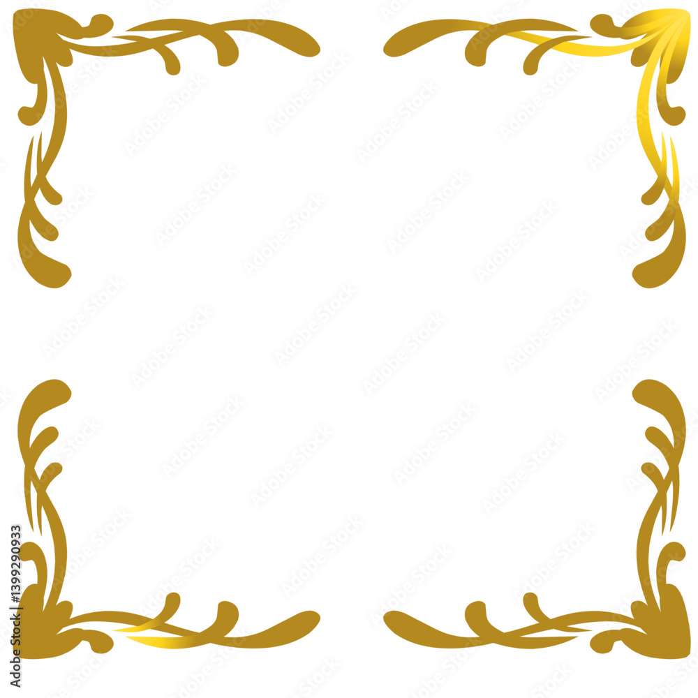 Elegant golden floral border design with intricate patterns, suitable for invitations and decorative use Elegant golden floral border design with intricate patterns, suitable for invitations and decorative use