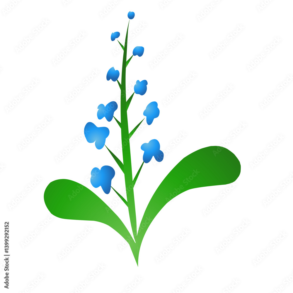 Vibrant blue flower with green leaves against a white background, showcasing nature's beauty Vibrant blue flower with green leaves against a white background, showcasing nature's beauty