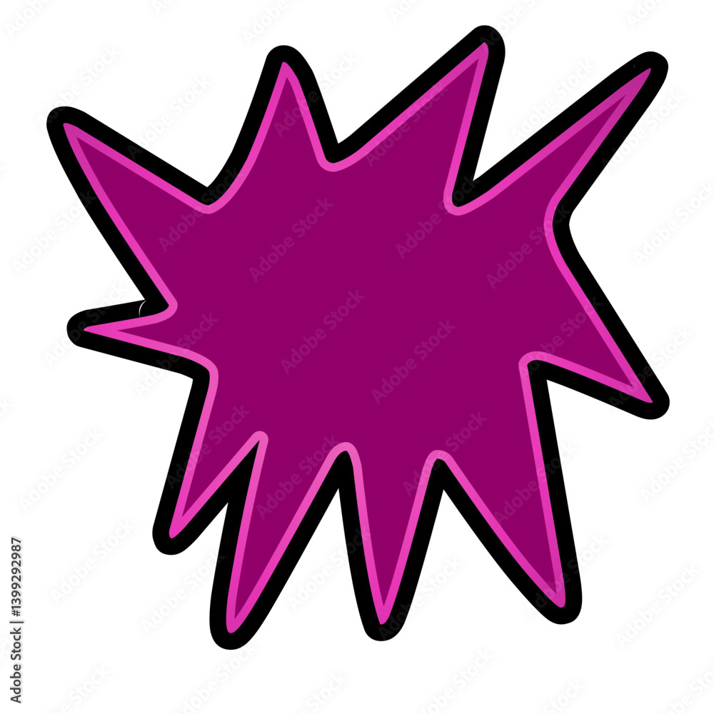Vibrant purple abstract shape with bold outline, ideal for graphic design and creative projects