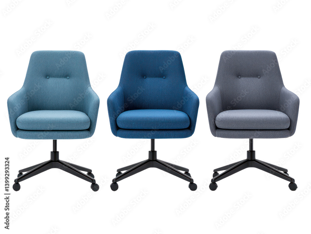 Obraz premium Office equipment stylish blue chairs on cutout background modern workspace professional setting