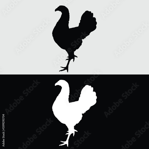 Hen logo silhouette design in black and white