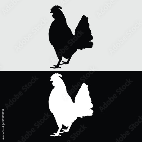 Hen logo silhouette design in black and white