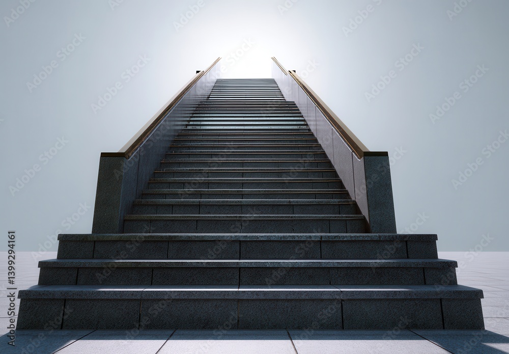 Fototapeta premium Majestic staircase leading towards a bright light symbolizes aspiration and progress.