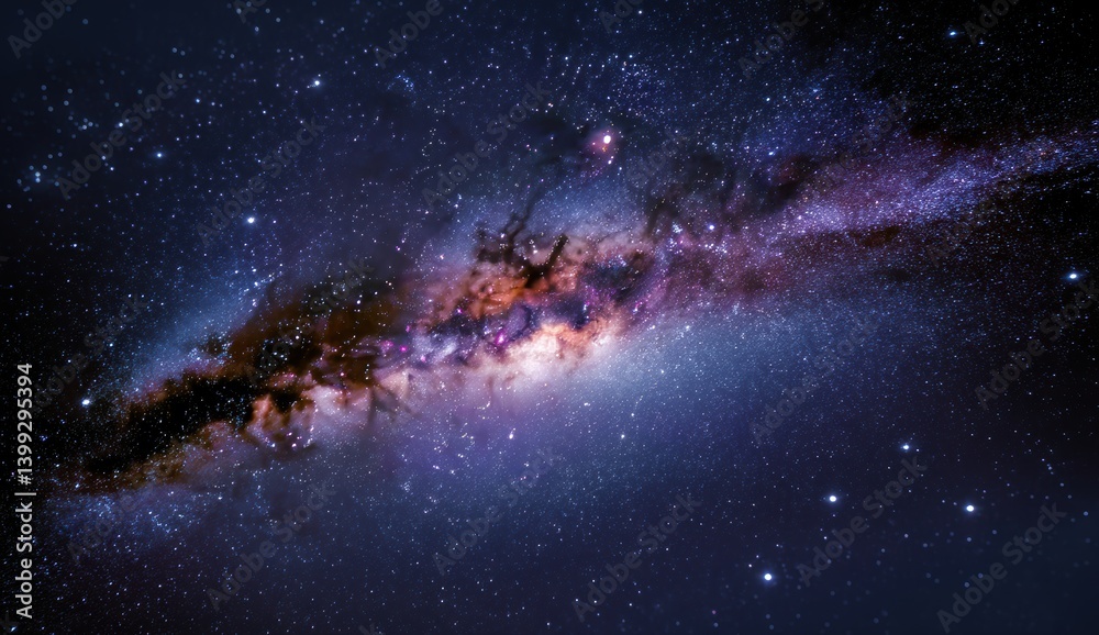 Stunning view of a colorful galaxy with vibrant hues and distant stars in the night sky.