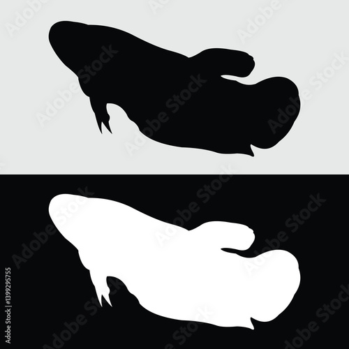 Betta fish silhouette logo design with white and black background