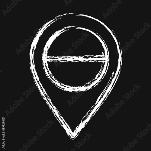 Icon location pin. Indonesian independence day celebration elements. Icons in chalk style. Good for prints, posters, etc.