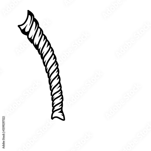 A detailed illustration of a twisted rope curving gracefully against a plain white background