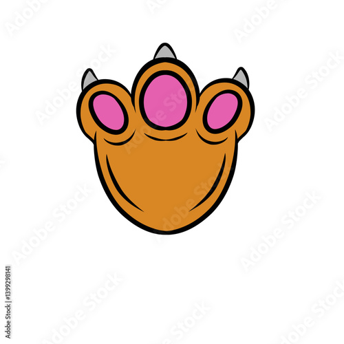 Cartoon-style paw print illustration with pink pads and sharp claws on a white background