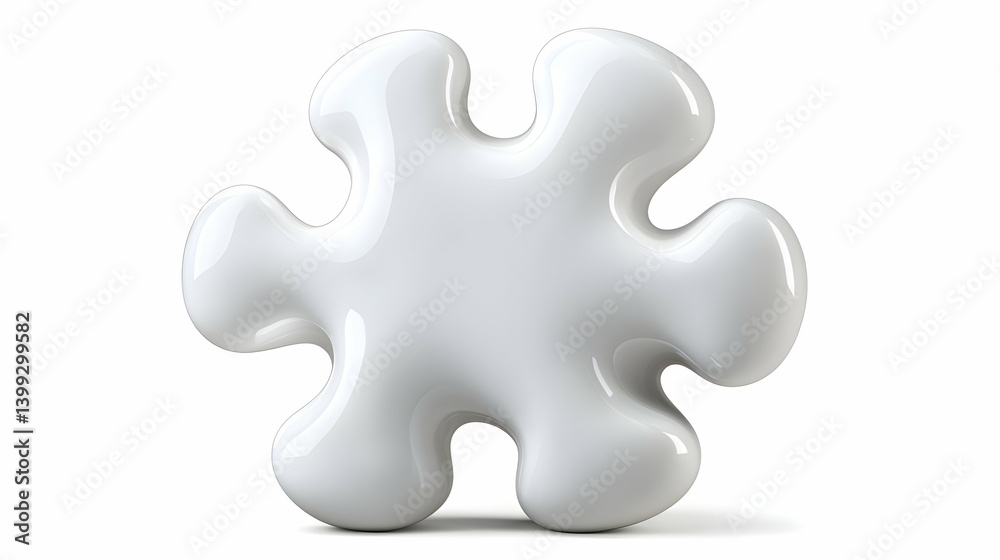 Fototapeta premium White Glossy Puzzle Piece 3D Render