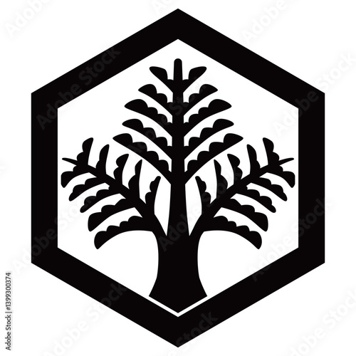 家紋です。六角檜葉といいます。