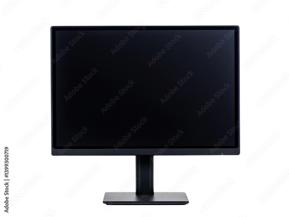 Office equipment showcase black monitor with cutout background for professional settings Office equipment showcase black monitor with cutout background for professional settings