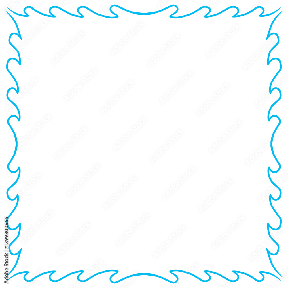 Abstract blue border design with wavy edges, suitable for invitations or creative backgrounds Abstract blue border design with wavy edges, suitable for invitations or creative backgrounds