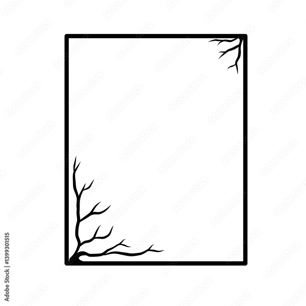 Obraz premium Abstract frame design featuring tree branches in the corners, suitable for artistic presentations