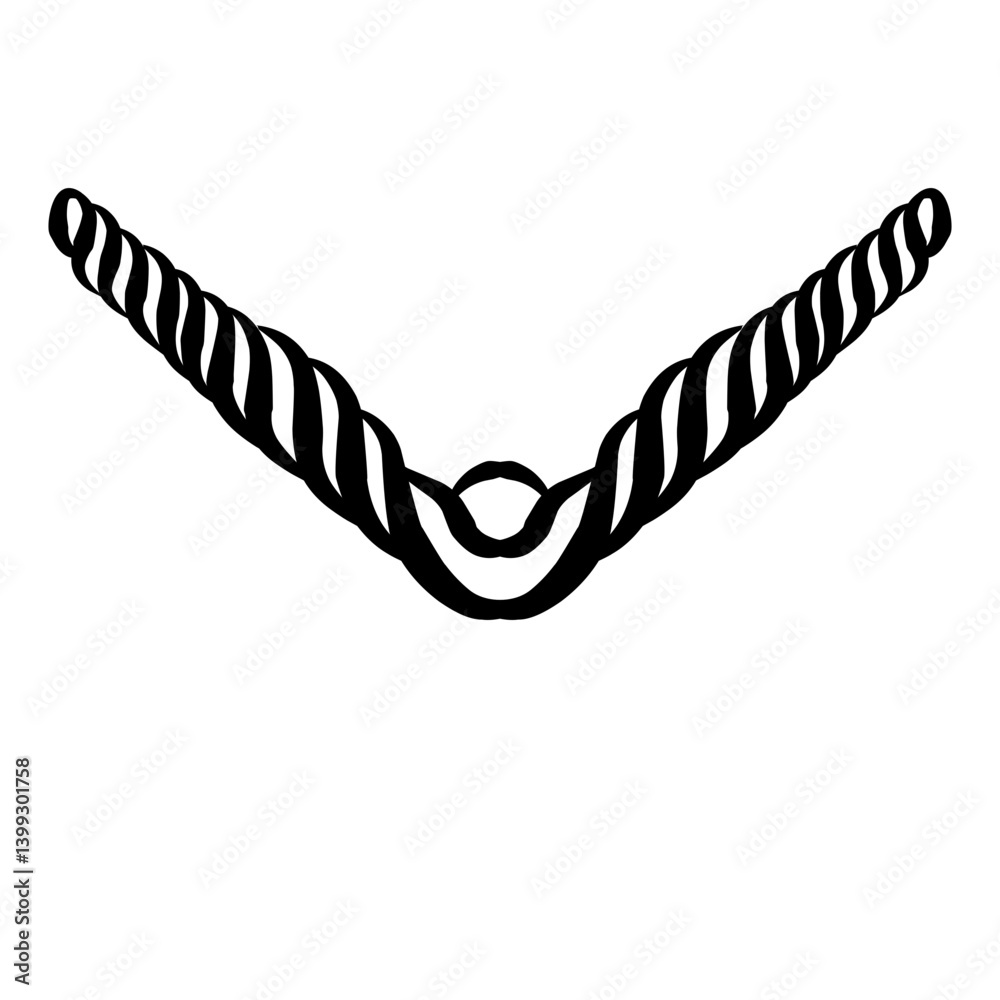 Abstract illustration of a twisted rope design forming a V shape, ideal for artistic and graphic use