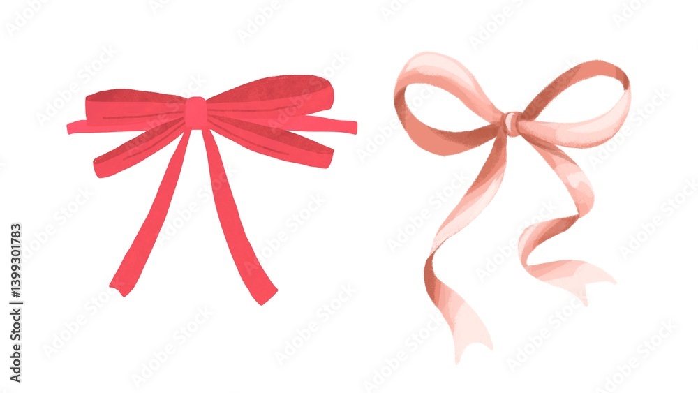 Two pink ribbons on white background, perfect for graphic design, decoration, awareness campaigns, or creative layouts. Clean and minimal style for versatile use Two pink ribbons on white background, perfect for graphic design, decoration, awareness campaigns, or creative layouts. Clean and minimal style for versatile use