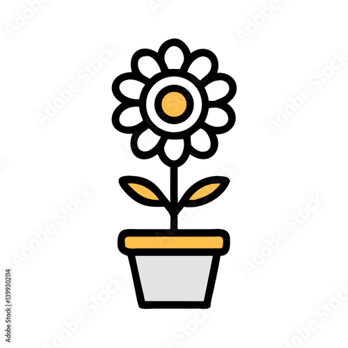 Flower in Pot with Circular Petals Icon Design