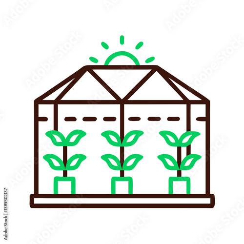 Greenhouse Structure with Seedlings Icon Design