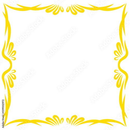 Decorative yellow floral border design with intricate patterns suitable for invitations or art projects