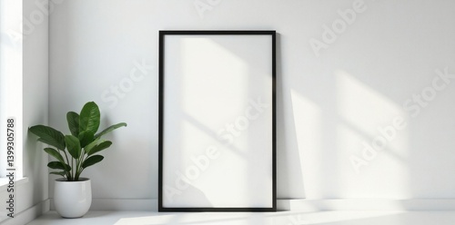 Wallpaper Mural Single black frame against pristine white wall , apartment, empty Torontodigital.ca