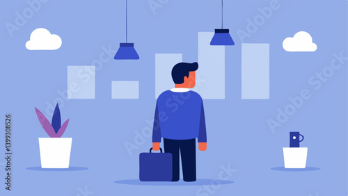 Job Security A small business owner looking at a series of layoffs in a corporate office job losses due to corporate expansion.