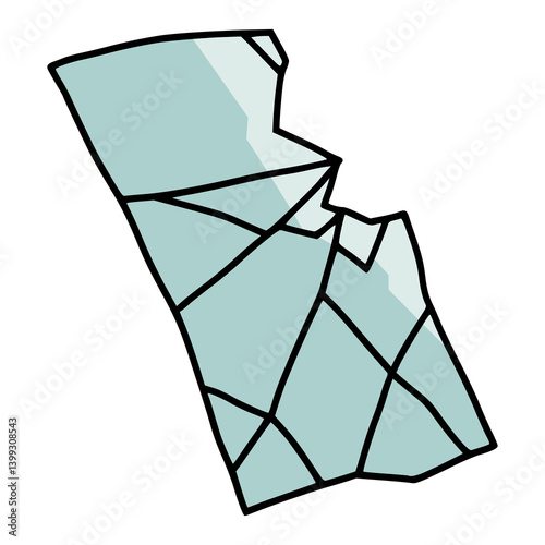 broken glass shards fragment flat color vector illustration template design